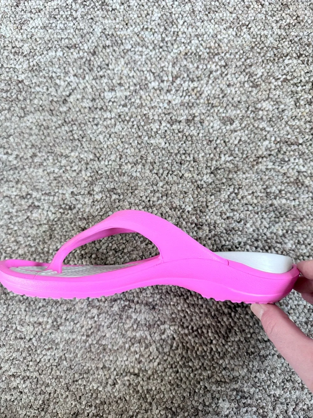CROCS Hot Pink and White Flip Flop Sandals